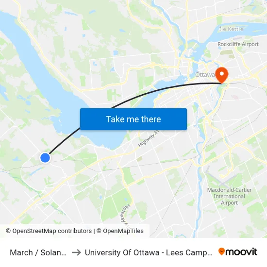 March / Solandt to University Of Ottawa - Lees Campus map