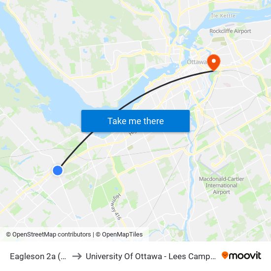 Eagleson 2a (A) to University Of Ottawa - Lees Campus map