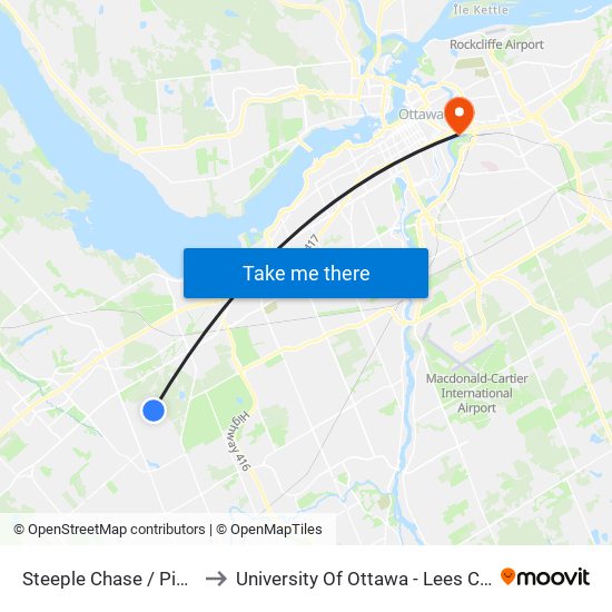Steeple Chase / Pine Hill to University Of Ottawa - Lees Campus map