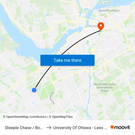 Steeple Chase / Bon Echo to University Of Ottawa - Lees Campus map