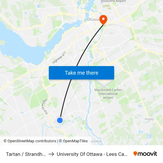 Tartan / Strandherd to University Of Ottawa - Lees Campus map