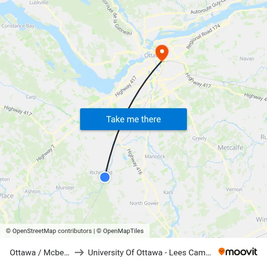 Ottawa / Mcbean to University Of Ottawa - Lees Campus map