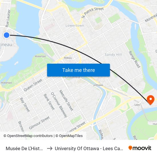 Musée De L'Histoire to University Of Ottawa - Lees Campus map