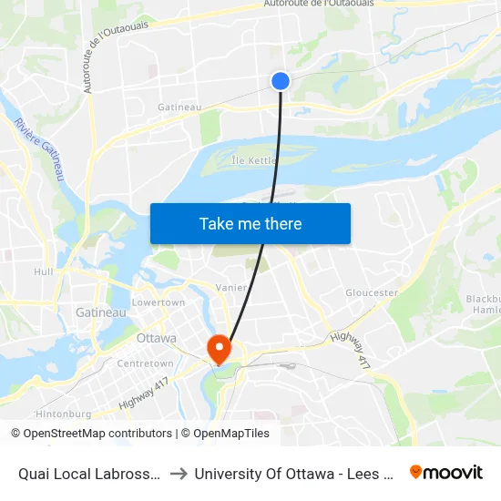 Quai Local Labrosse #10 to University Of Ottawa - Lees Campus map