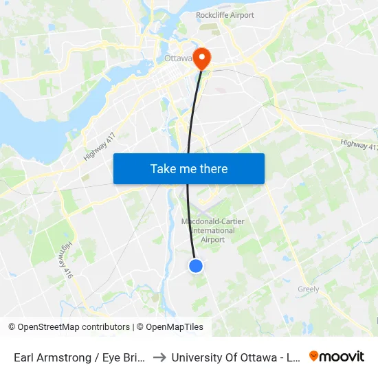 Earl Armstrong / Eye Bright Pathway to University Of Ottawa - Lees Campus map