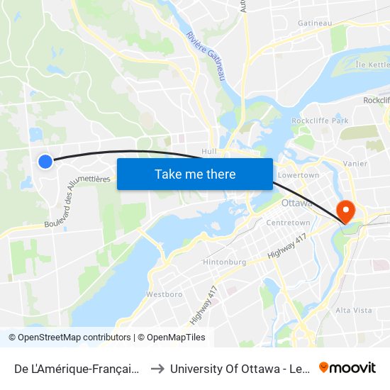 De L'Amérique-Française/D'Orsay to University Of Ottawa - Lees Campus map