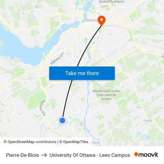 Pierre-De-Blois to University Of Ottawa - Lees Campus map