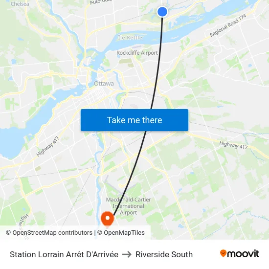 Station Lorrain Arrêt D'Arrivée to Riverside South map