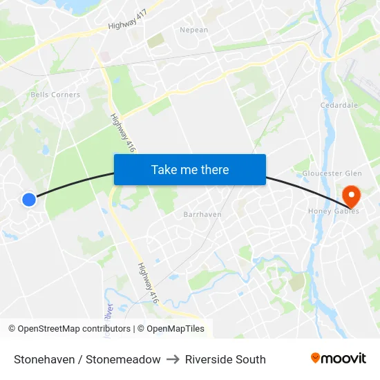 Stonehaven / Stonemeadow to Riverside South map