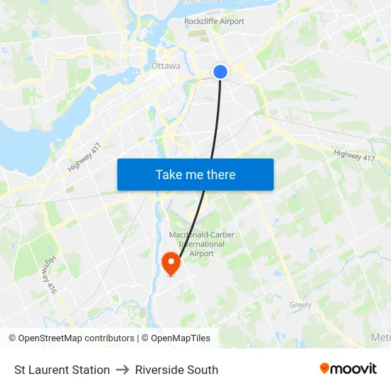 St Laurent Station to Riverside South map