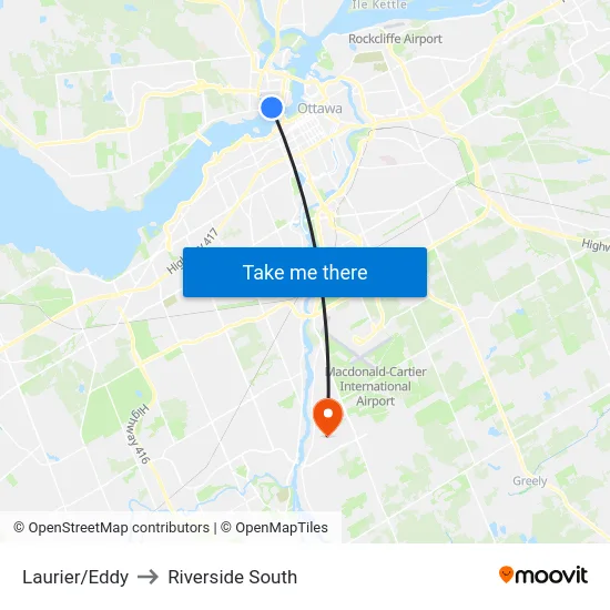 Laurier/Eddy to Riverside South map