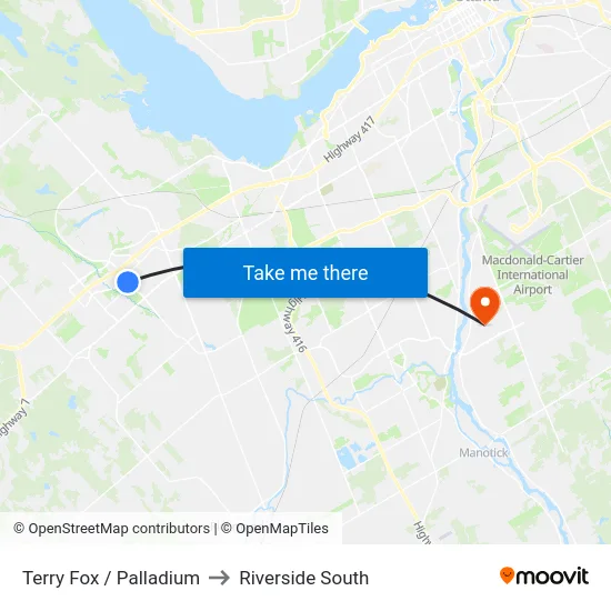 Terry Fox / Palladium to Riverside South map