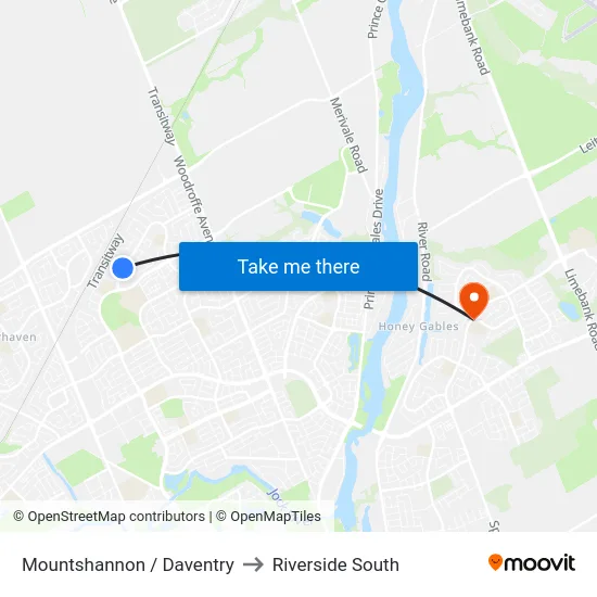 Mountshannon / Daventry to Riverside South map