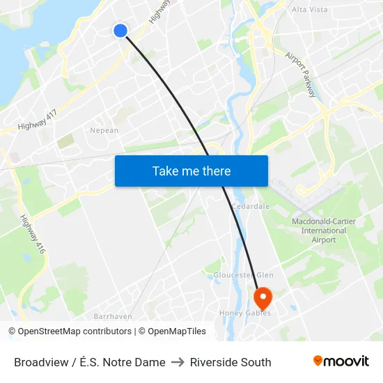 Broadview / É.S. Notre Dame to Riverside South map