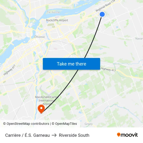 Carrière / É.S. Garneau to Riverside South map