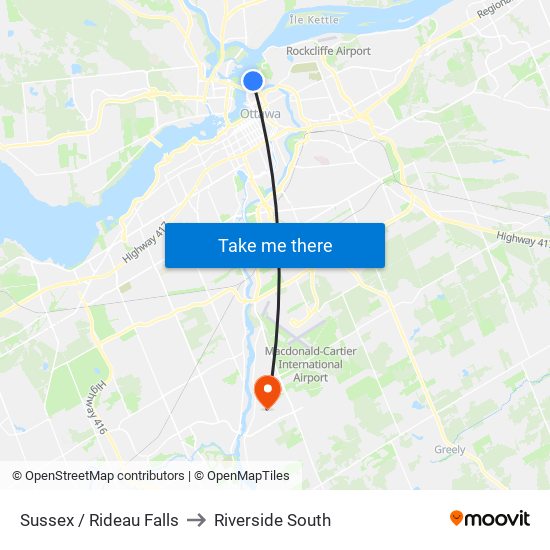 Sussex / Rideau Falls to Riverside South map