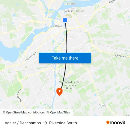 Vanier / Deschamps to Riverside South map
