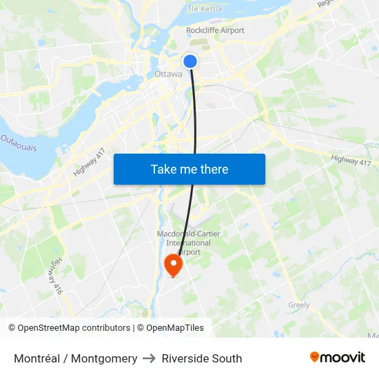 Montréal / Montgomery to Riverside South map