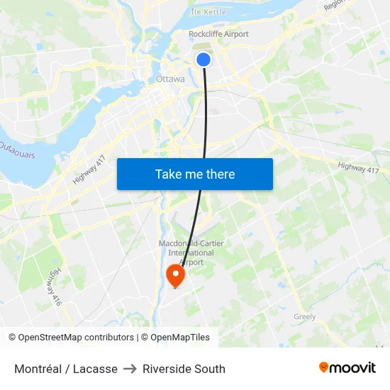 Montréal / Lacasse to Riverside South map
