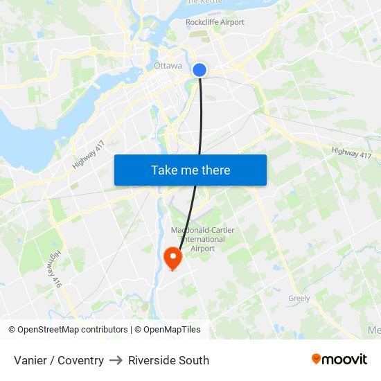 Vanier / Coventry to Riverside South map