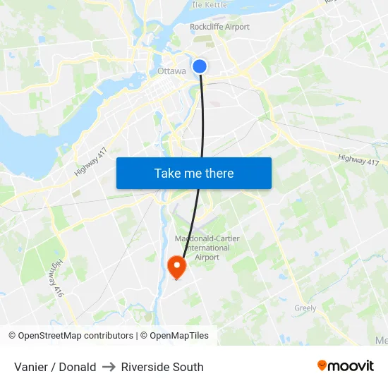 Vanier / Donald to Riverside South map