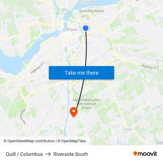 Quill / Columbus to Riverside South map