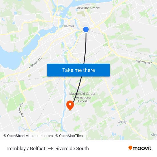 Tremblay / Belfast to Riverside South map