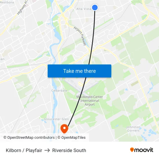 Kilborn / Playfair to Riverside South map