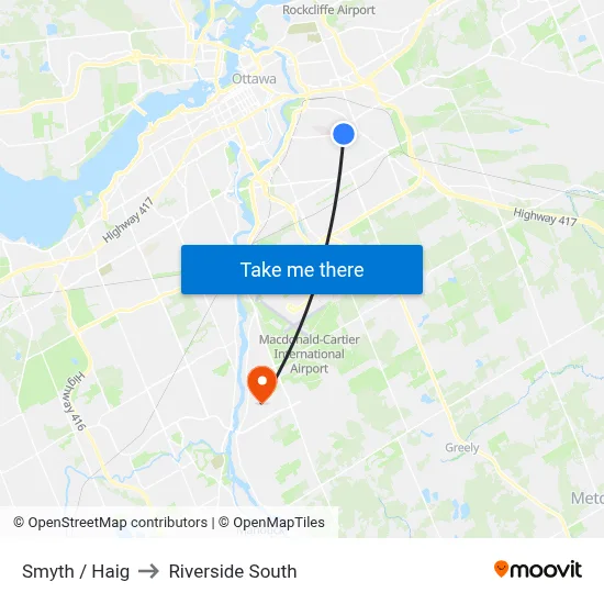 Smyth / Haig to Riverside South map