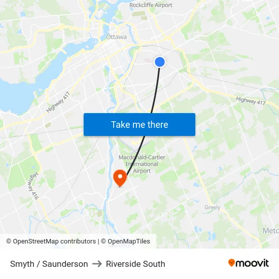 Smyth / Saunderson to Riverside South map