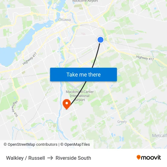 Walkley / Russell to Riverside South map