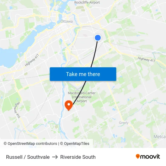 Russell / Southvale to Riverside South map