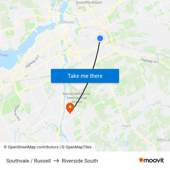 Southvale / Russell to Riverside South map