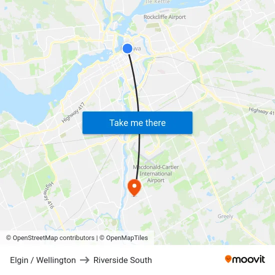 Elgin / Wellington to Riverside South map