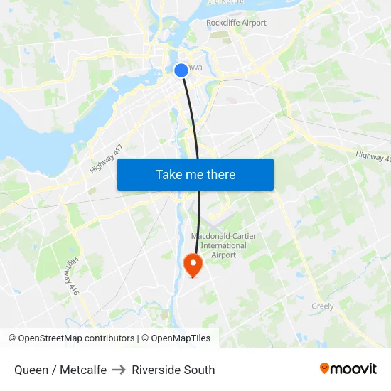 Queen / Metcalfe to Riverside South map
