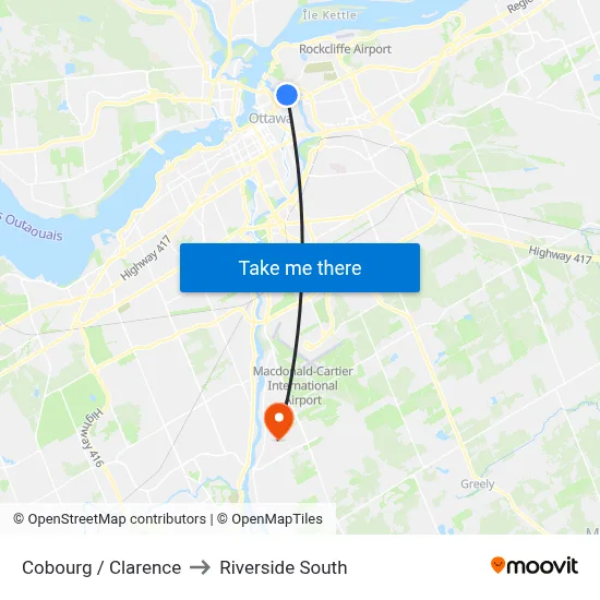 Cobourg / Clarence to Riverside South map