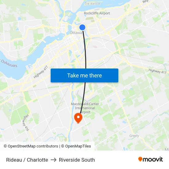 Rideau / Charlotte to Riverside South map