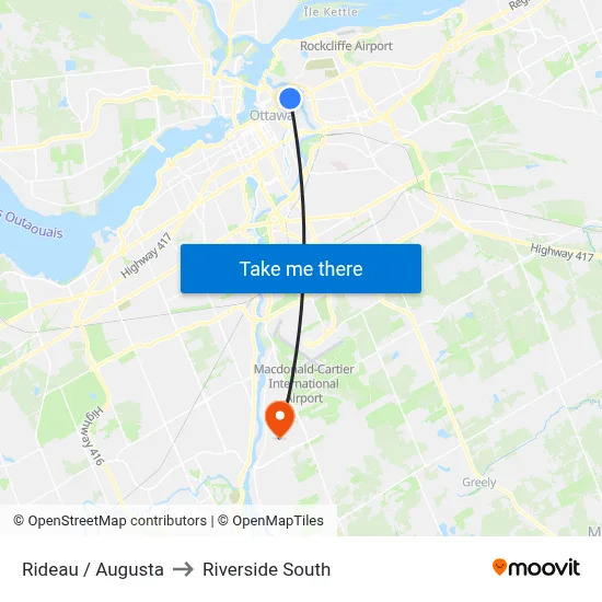 Rideau / Augusta to Riverside South map