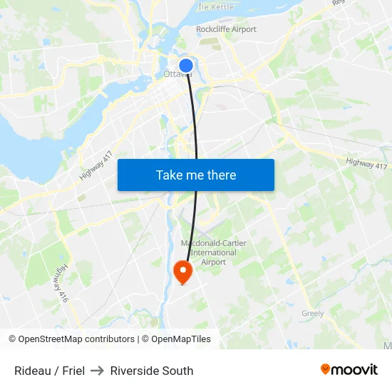 Rideau / Friel to Riverside South map