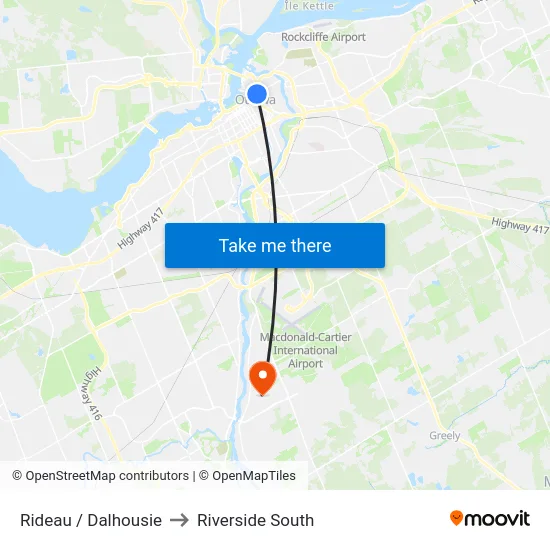 Rideau / Dalhousie to Riverside South map