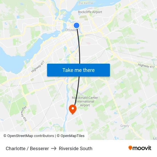 Charlotte / Besserer to Riverside South map