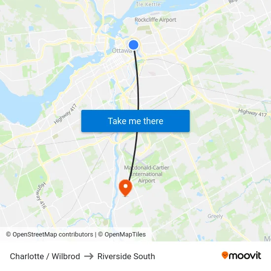 Charlotte / Wilbrod to Riverside South map