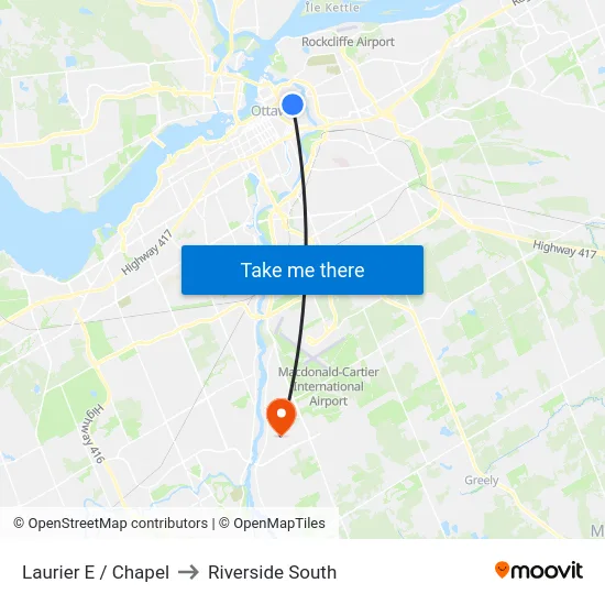 Laurier E / Chapel to Riverside South map