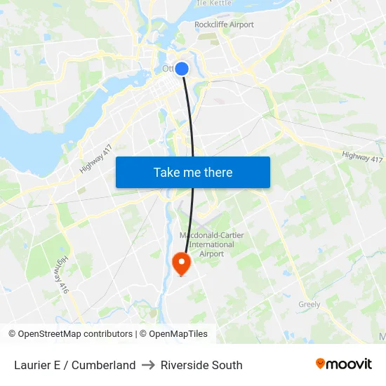 Laurier E / Cumberland to Riverside South map