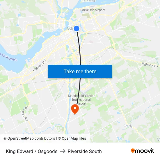 King Edward / Osgoode to Riverside South map