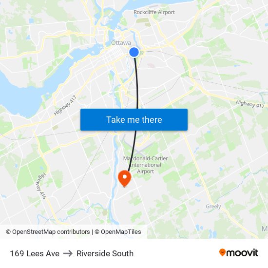 169 Lees Ave to Riverside South map