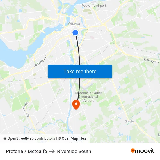 Pretoria / Metcalfe to Riverside South map