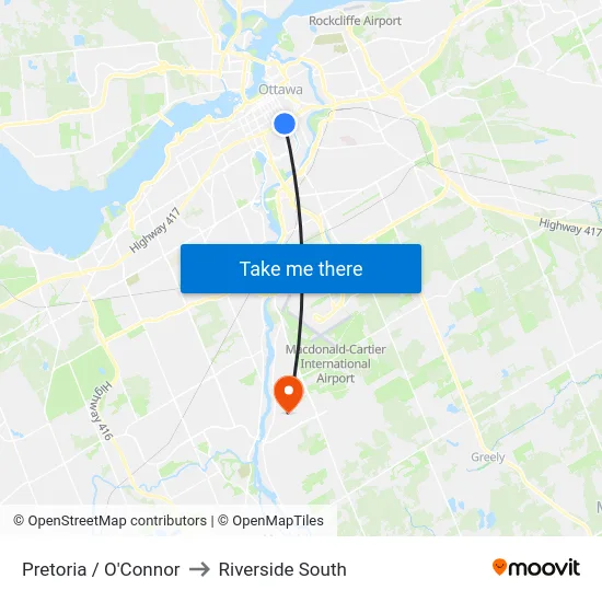 Pretoria / O'Connor to Riverside South map