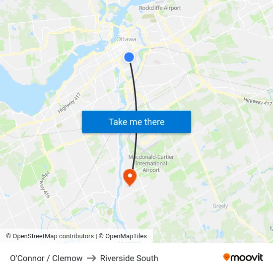 O'Connor / Clemow to Riverside South map