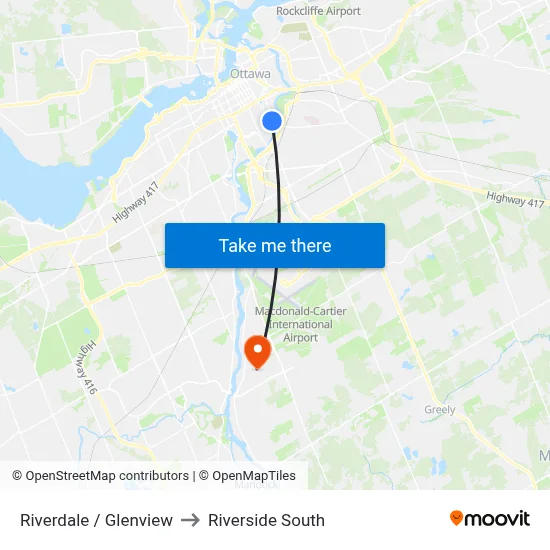 Riverdale / Glenview to Riverside South map